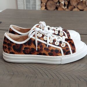 Anthro Luiza Barcelo Animal Print Calf Hair Sneakers Sz 9